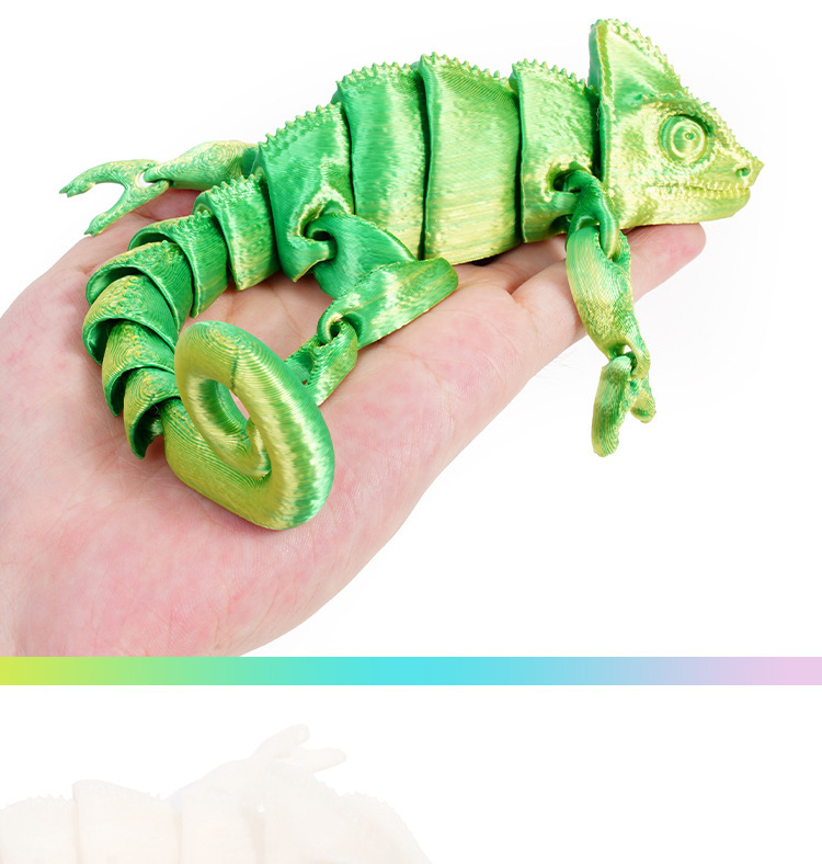 Chameleon Stress Relief Toy - 3D printed chameleon Chameleon Decor Toy Flexible Joints Fidget Toy for Adults Kids