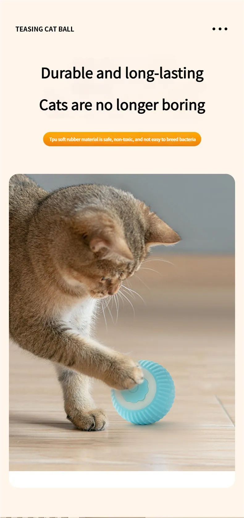 Rolling Ball Cat Toy - Wloom Pink Cat Interactive Toys Automatic Rolling Ball Safe Non-Toxic for Kitties