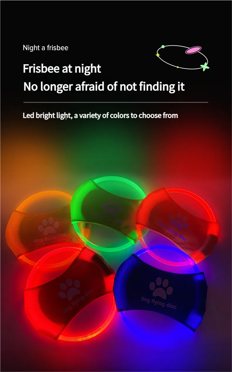 LED frisbee - Dog training toy Pet luminous LED charging frisbee Non-Toxic for Sensitive Dogs