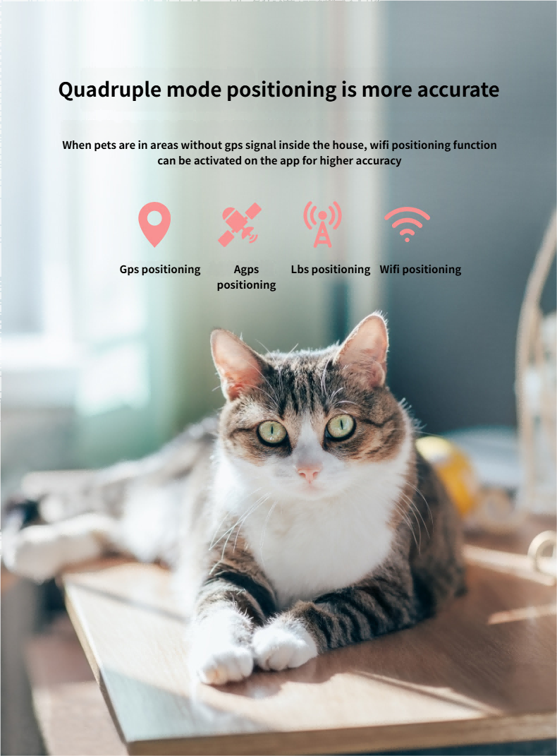 Adjustable Cat Collar Pet Tracker - Smart Cat Collar Anti-Loss Real-Time Locator for Cats