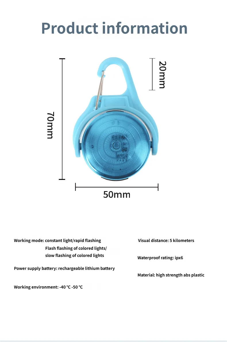 GPS Dog Collar LED Positioner - Pet Tracker Outdoor Lifesaving Night Tracking for Large Dogs