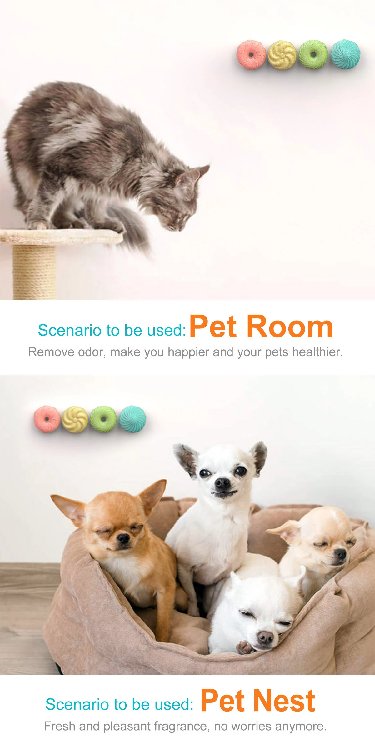 Litter Box Deodorizer - Bed Donut Cat Litter Deodorizer Cat Litter Freshener Easy to Use for Small Medium Litter Boxes