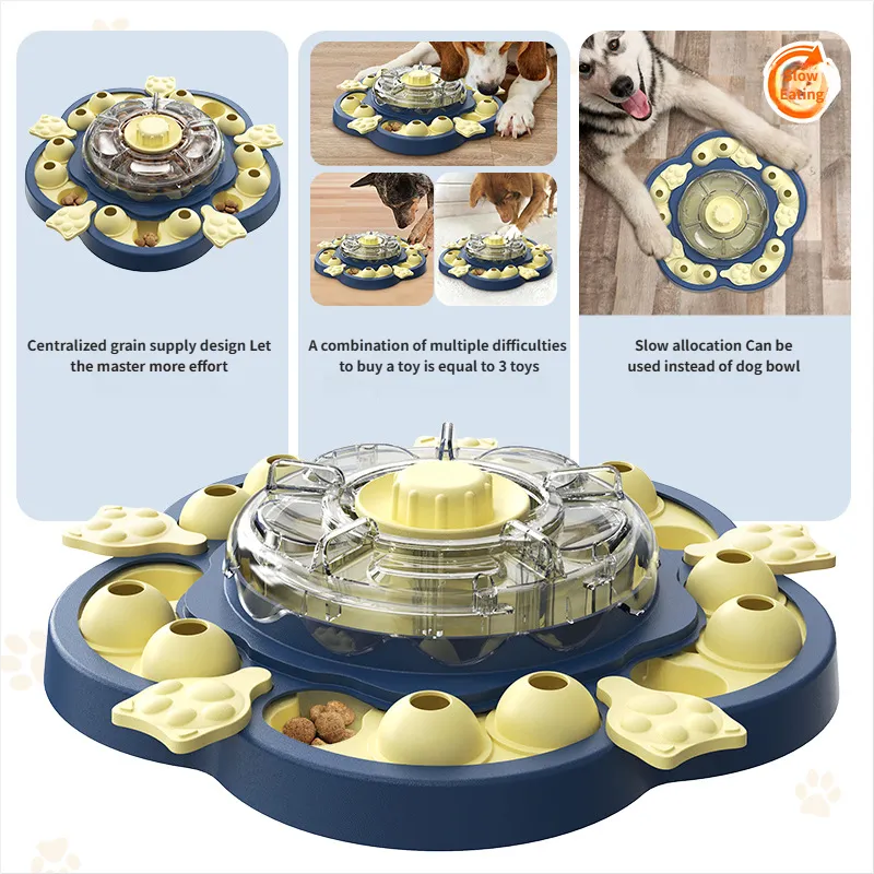 Pet Feeder - Dog Spinning Puzzle Toy Automatic Dog Feeder Slow Feeder for Interactive Feeding