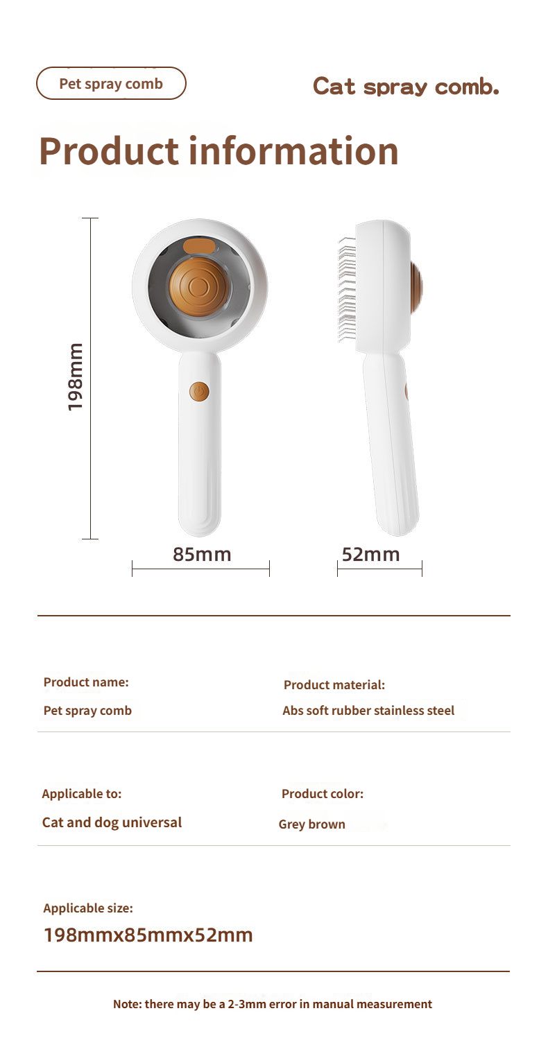 Pet Comb Spray comb Steamy - Self Cleaning Pet Brush for Kittens & Puppies