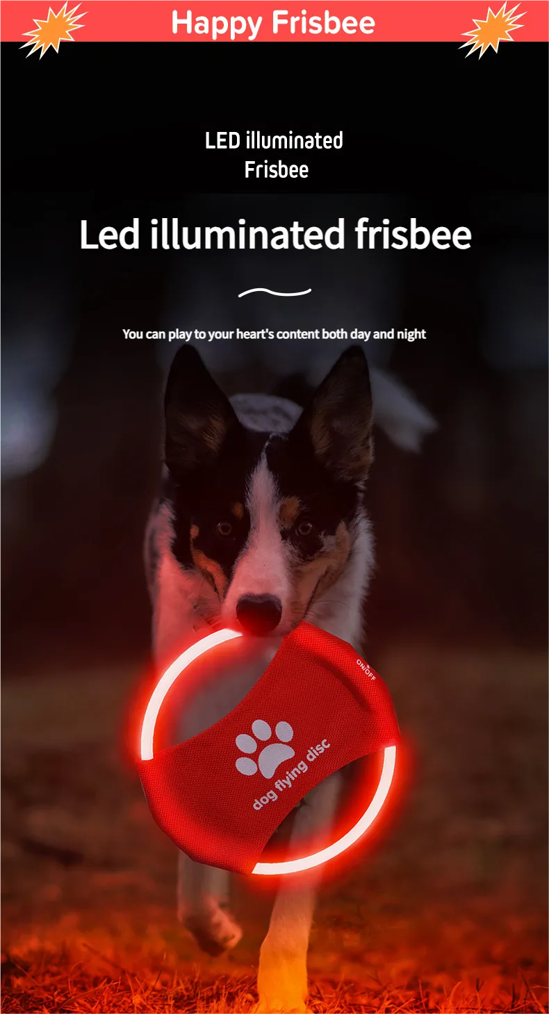 Dog training toy - Pet luminous frisbee LED frisbee Charging Luminous Toy for Puppies & Adult Dogs