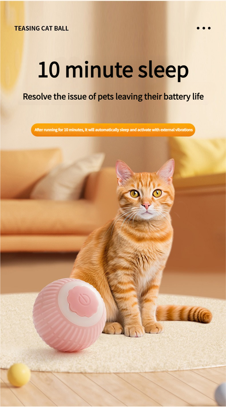Cat Interactive Toys - Wloom Pink Cat Rolling Toy Self-Moving Ball Relieves Boredom for Indoor Cats