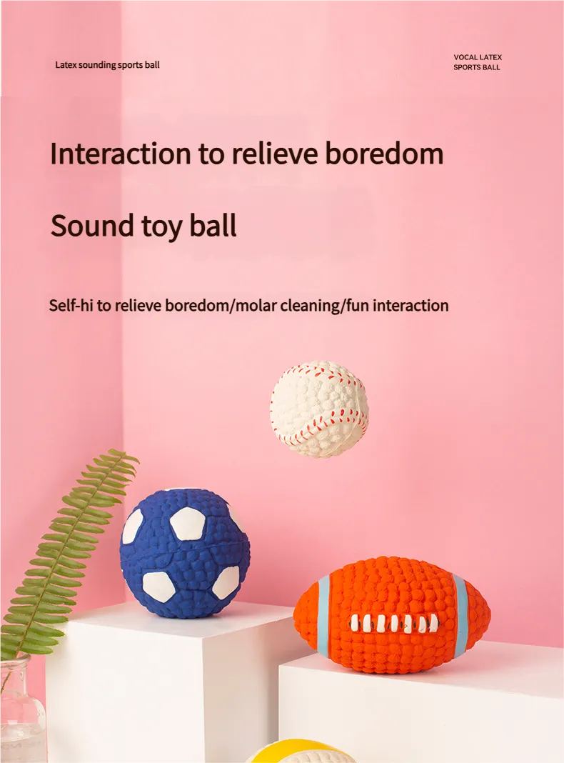 Dog bite sound ball - Pet toy Durable Dog Interactive Toys Rugby Tennis Ball for Puppies & Adult Dogs