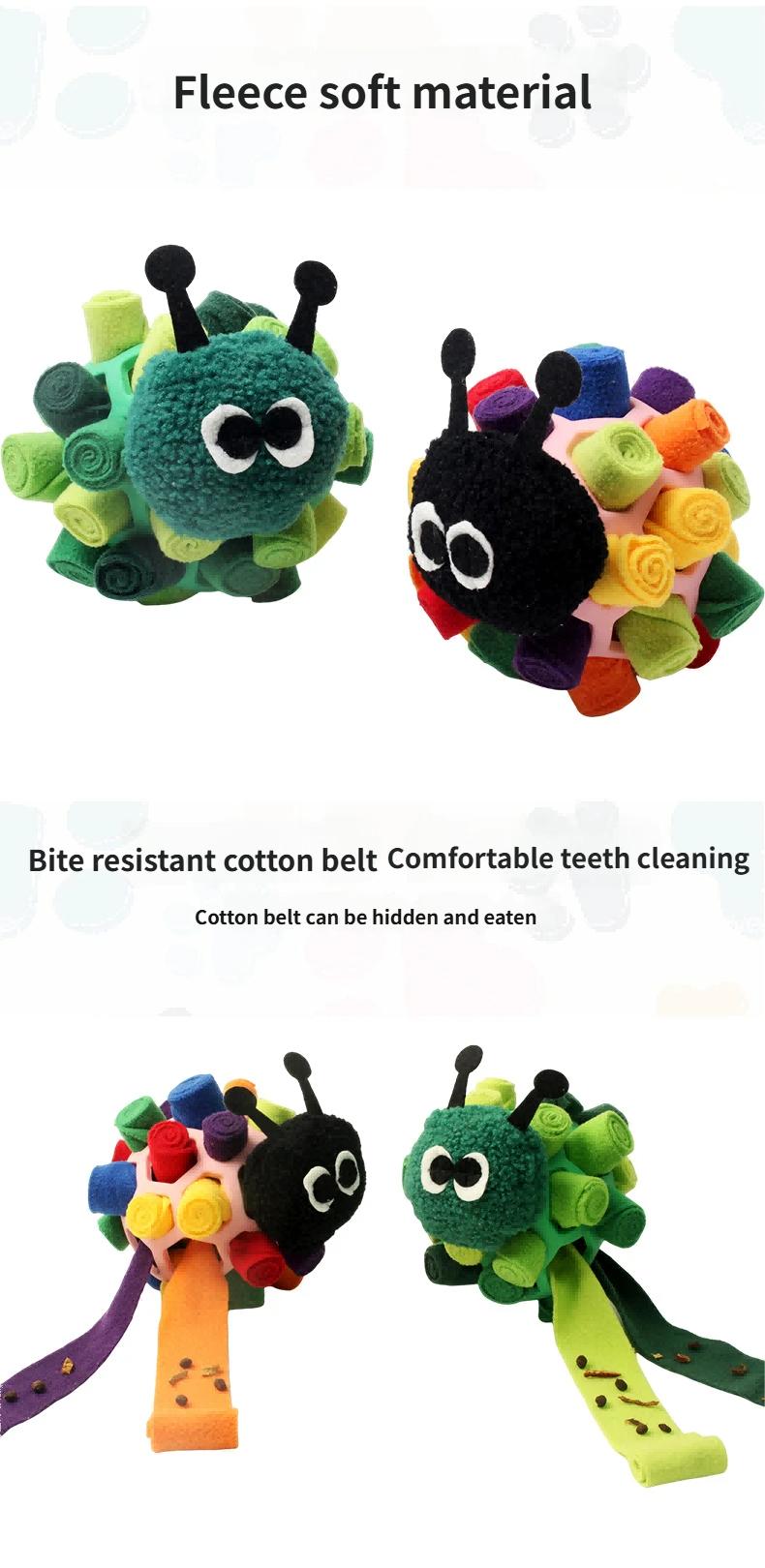 Slow Feeder - Interactive Tug Toys Educational toys Bite-Resistant Caterpillar Toy for Slow Eating