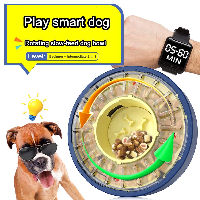 Dog Spinning Puzzle Slow Bowl - Timed Cat Feeder Auto Cat Feeder Anti-Choke Slow Feeding for Indoor Cats