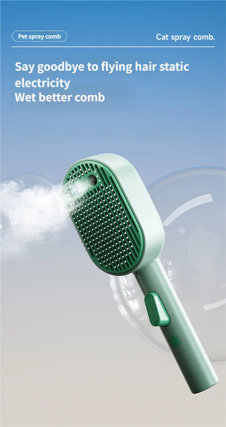 Spray comb Self Cleaning Steamy - Pet Comb Cat Comb Shedding Control for Outdoor Pets