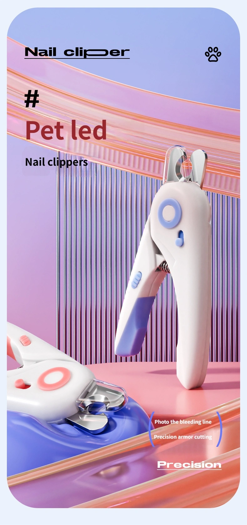 Adjustable Aperture Pet Blue Nail Clippers - Professional Nail Clippers Dog Nail Trimmers Anti-Overcut