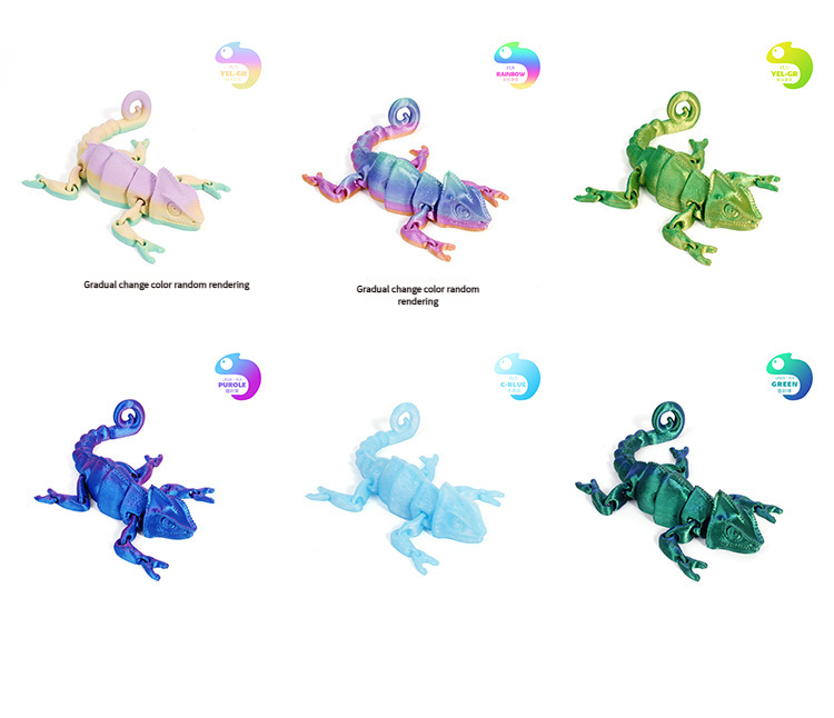 3D printed chameleon - Chameleon Stress Relief Toy Chameleon Decor Toy Smooth Surface Safe for All Ages