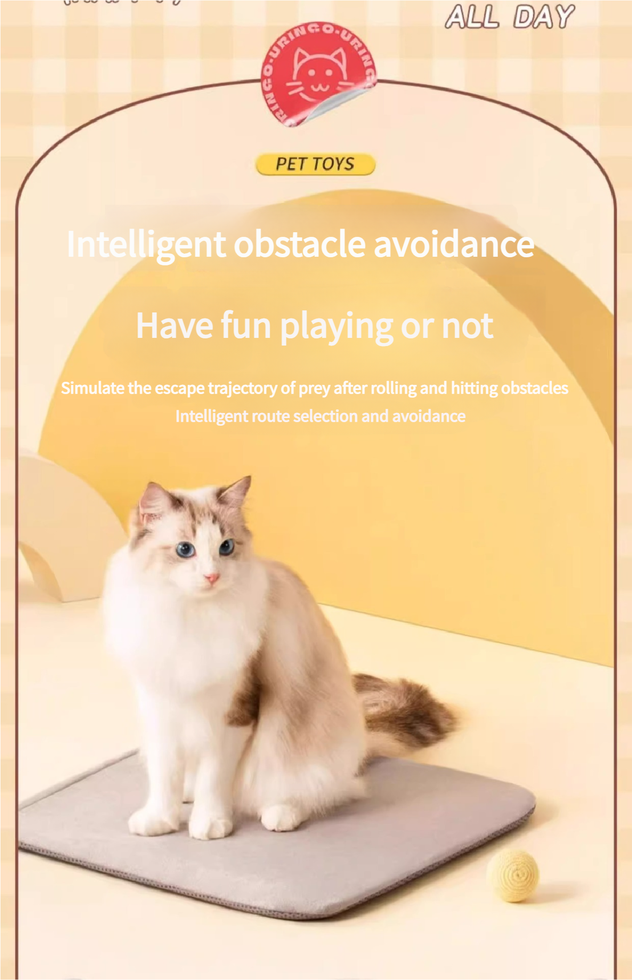 Interactive Cat Toys - Cat Toys Smart Automatic Chase Ball Durable for Indoor Cat Exercise