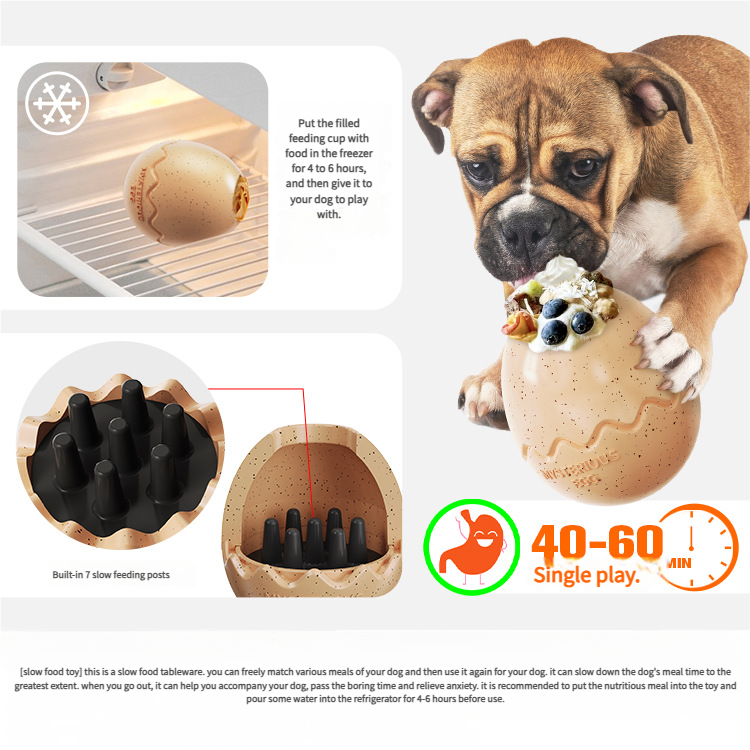 Dinosaur egg - Dogs chew toy Feeder Non-Toxic Rubber Chew Toy with Food Storage for Dogs