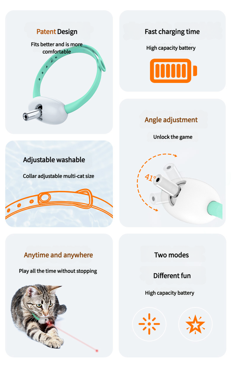 Cat laser pointer collar - Smart Laser Cat Toy Collar Cat laser collar Hands-Free Cat Play Toy for Kittens
