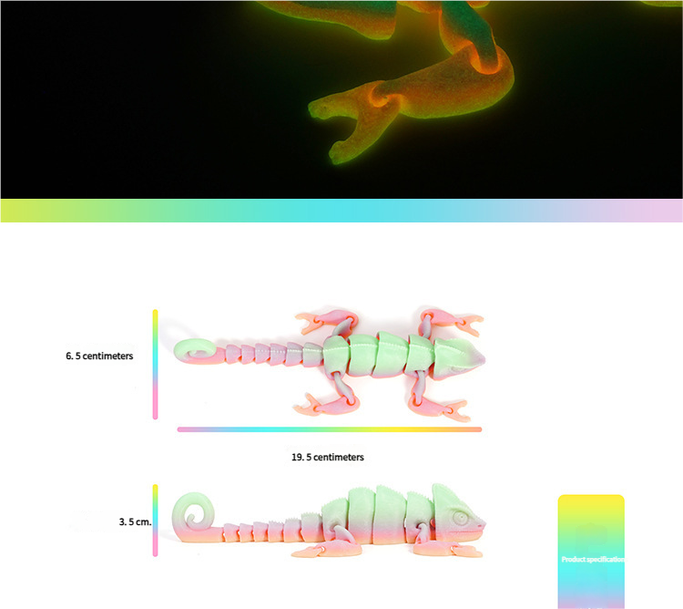 Chameleon Stress Relief Toy - Chameleon Decor Toy 3D printed chameleon Durable Resin Fidget Toy for Anxiety Relief