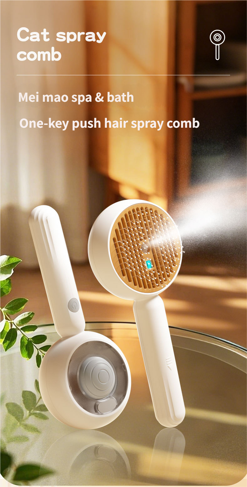 Pet Comb Self Cleaning Steamy Brush - Spray comb Gentle Grooming Tool for Dogs & Cats
