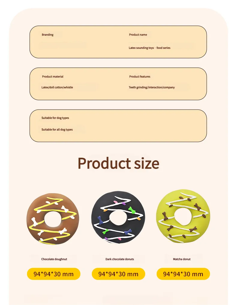 Dog toy doughnut - Interactive dog toy Sound-making toys Waterproof Latex Toy for Outdoor Dog Play