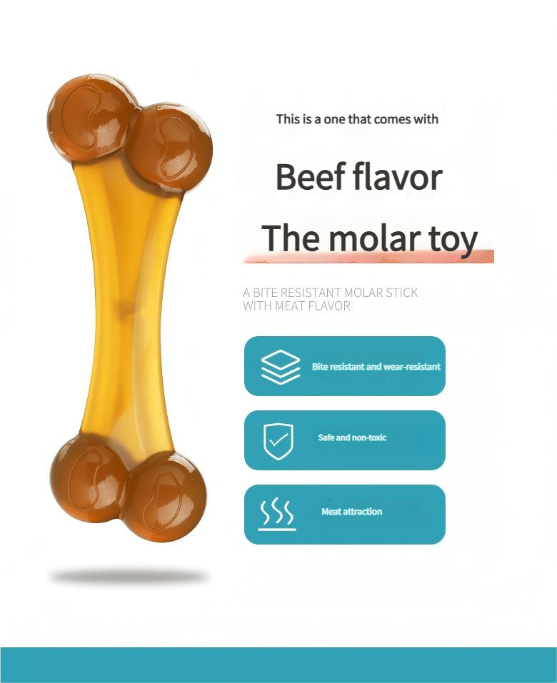 PU chewable dog toy for all breeds - Dog toy Teething stick Beef Flavored Arched Bone for Aggressive Chewers