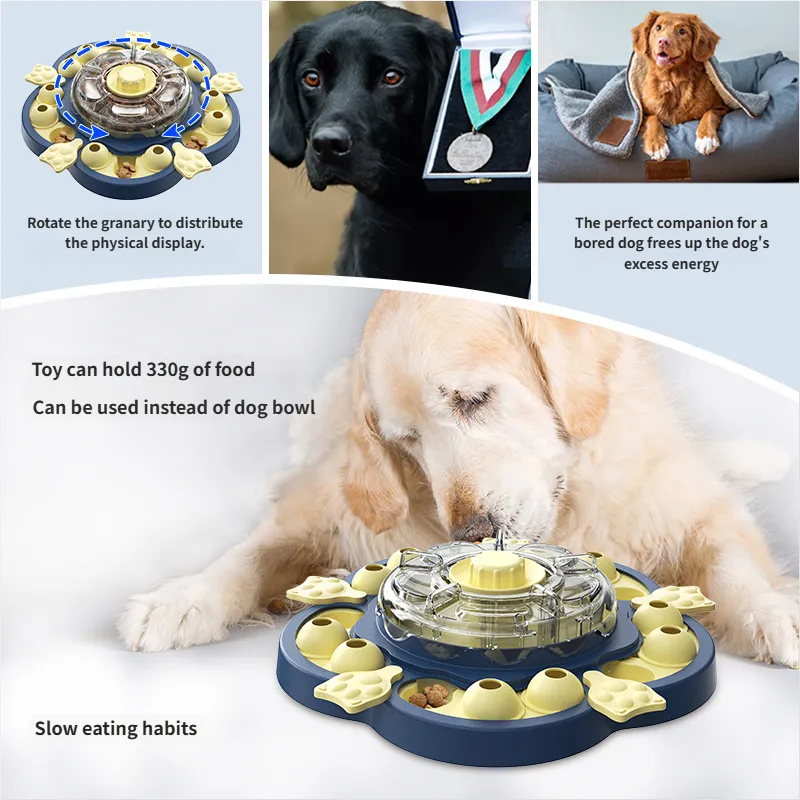 Automatic Dog Feeder - Dog Spinning Puzzle Toy Pet Feeder Slow Feeder Bowl for Indoor Use