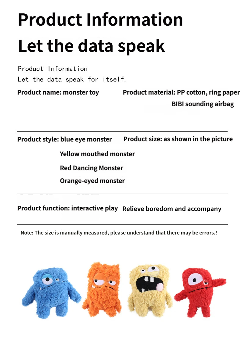 chewing toy - interactive toy Lightweight monster plush chewing toy for travel with dogs