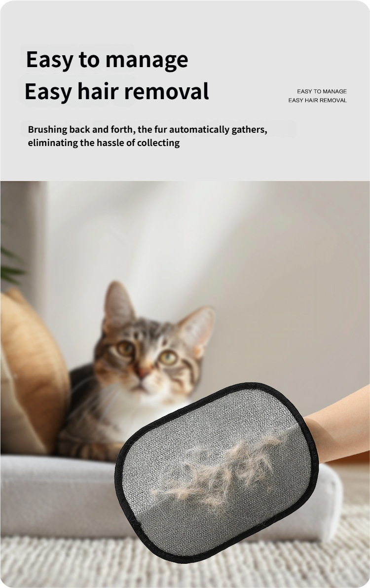 Pet Hair Removal Gloves - Cat Hair Glove Electrostatic Brush Glove for Short & Long Hair Pets