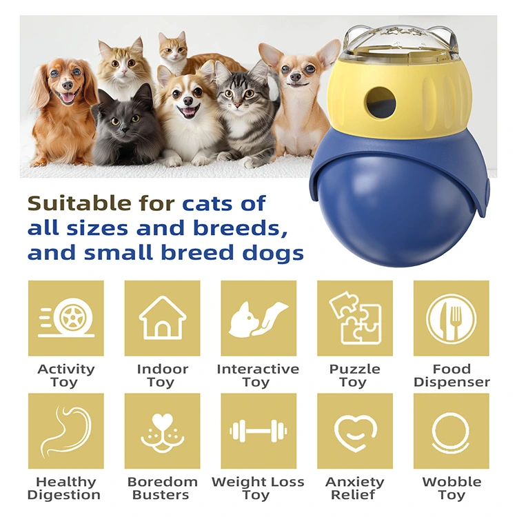 Tumbler Pet Feeder - Interactive Automatic Slow Feed Dispenser Automatic Cat Feeder Non-Toxic for Kittens & Puppies