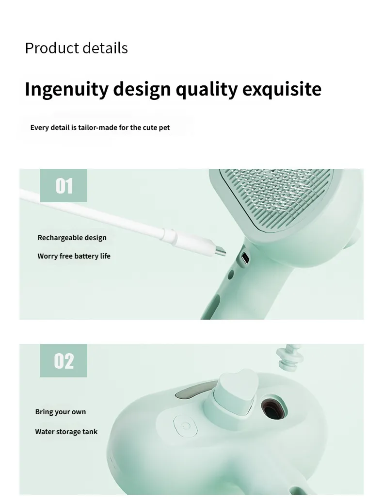 Pet Comb Spray comb Steamy - Self Cleaning Pet Brush for Kittens & Puppies