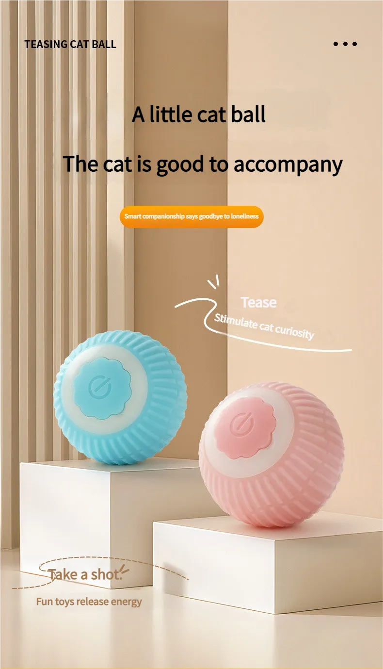 Cat Interactive Toys - Wloom Pink Cat Rolling Toy Self-Moving Ball Stimulates Hunting Instinct