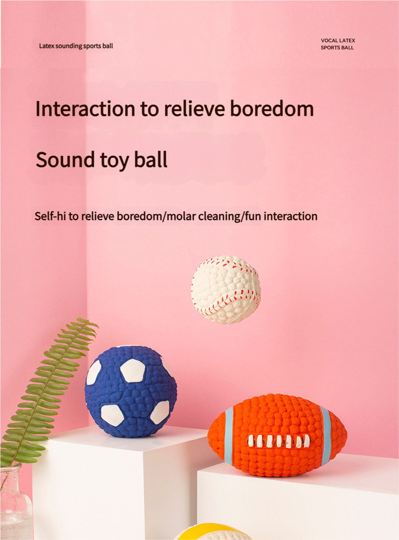 Dog bite sound ball - Pet toy Durable Dog Interactive Toys Rugby Tennis Ball for Puppies & Adult Dogs