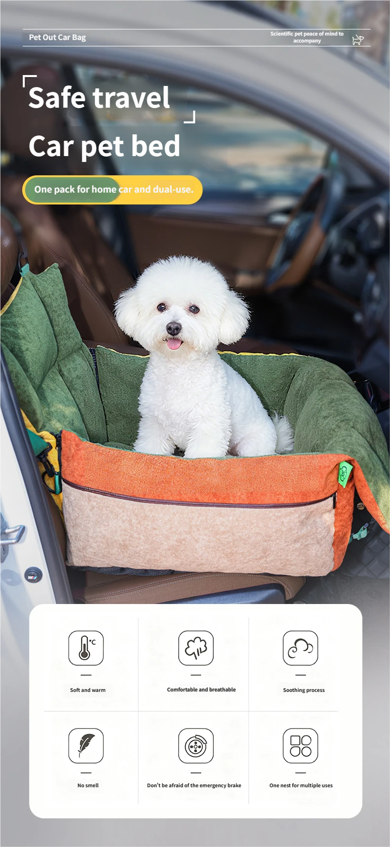 Portable Pet Car Carrier Bed - Soft Dog House for Travel - Custom Logo Available Wholesale