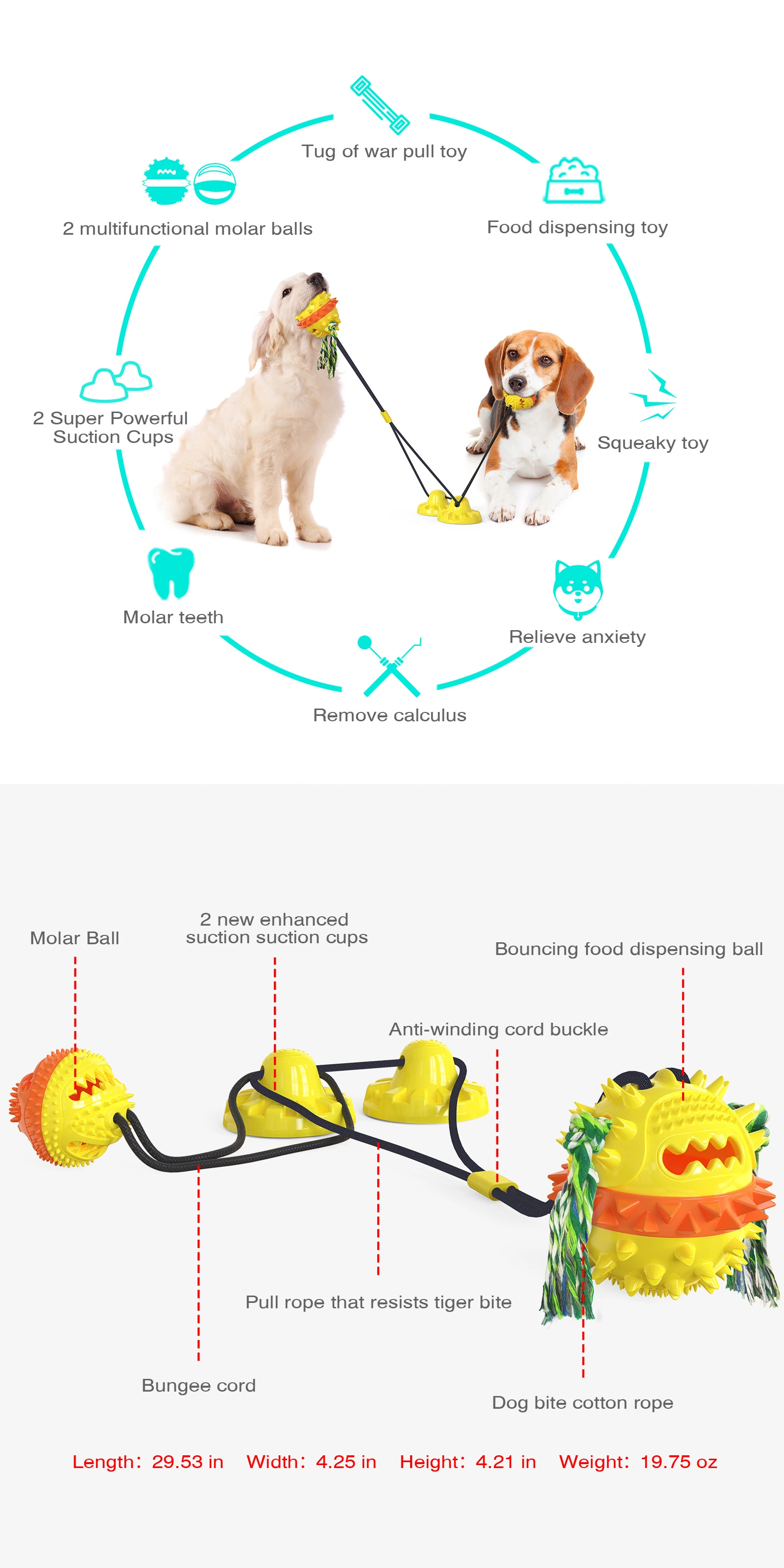 Dog Toys for Aggressive Chewers - Carllg Squeaky Dog Chew Toys Durable for Large Breed Active Dogs