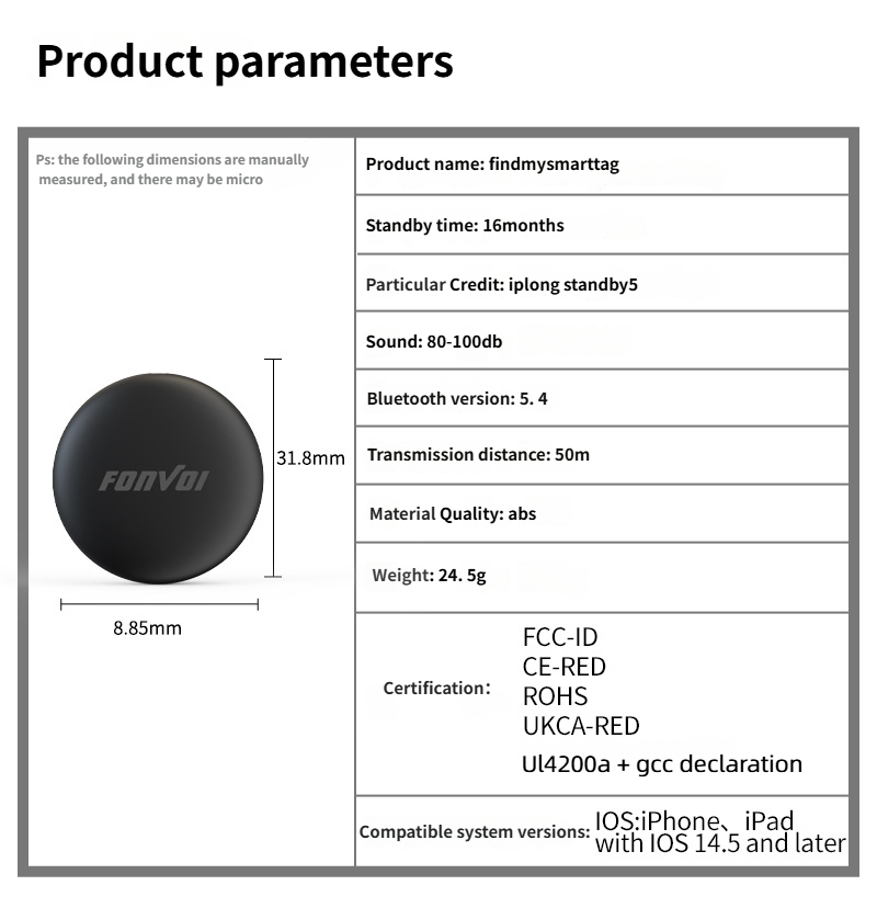 Bluetooth Tracker for Apple Find My - Best Bluetooth Tracker Long Battery Life Anti-Lost