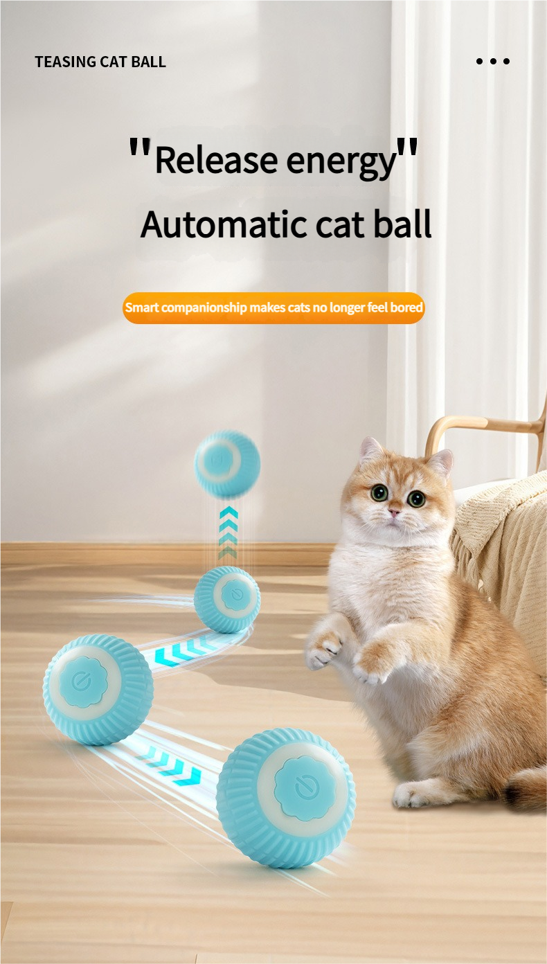 Wloom Pink Cat Rolling Toy - Cat Interactive Toys Self-Moving Automatic Rolling for Indoor Play