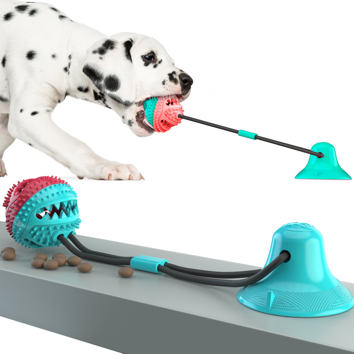 Dog Chew Toys for Aggressive Chewers - Bento Ball Dog Interactive Toys Dog Treat Ball Bite-Resistant Rubber