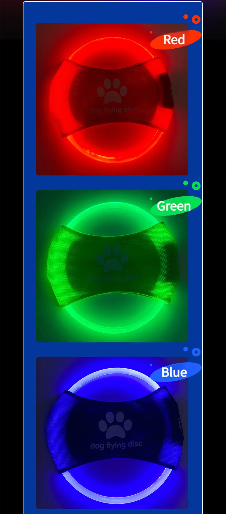 Pet luminous LED charging frisbee - LED frisbee Dog training toy Waterproof for Wet Night Play