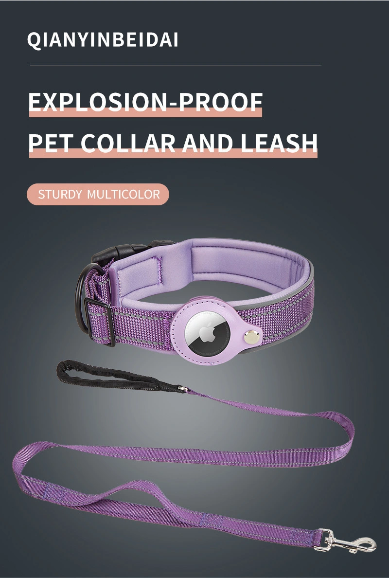 Reflective Apple Air Tag Dog Collar - Pet locator dog tracking Night Visibility for Dogs & Cats