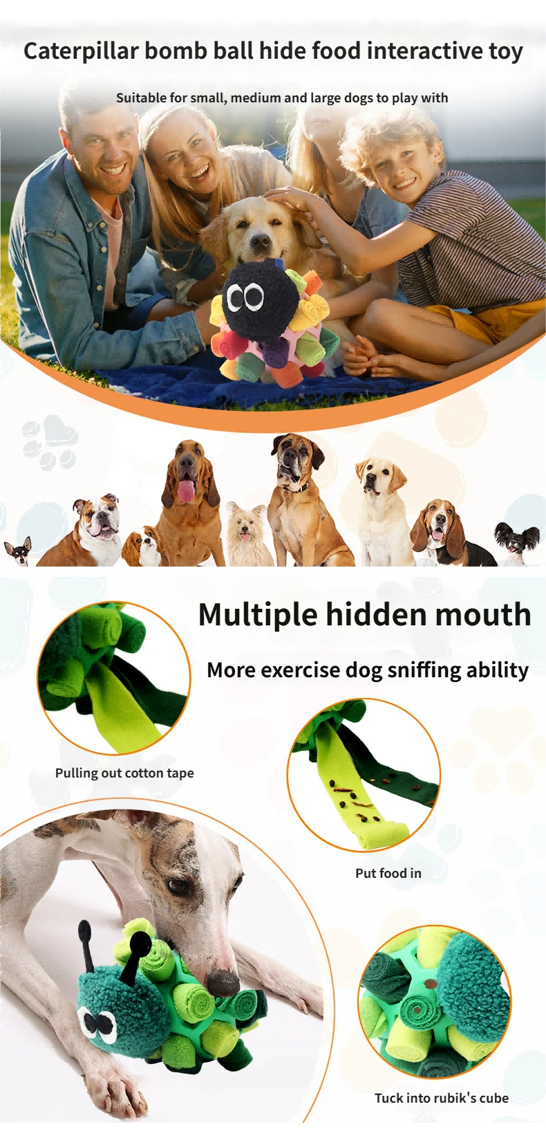Interactive Tug Toys - Slow Feeder Educational toys Snuffle & Tug 2-in-1 Dog Toy for Indoor Play