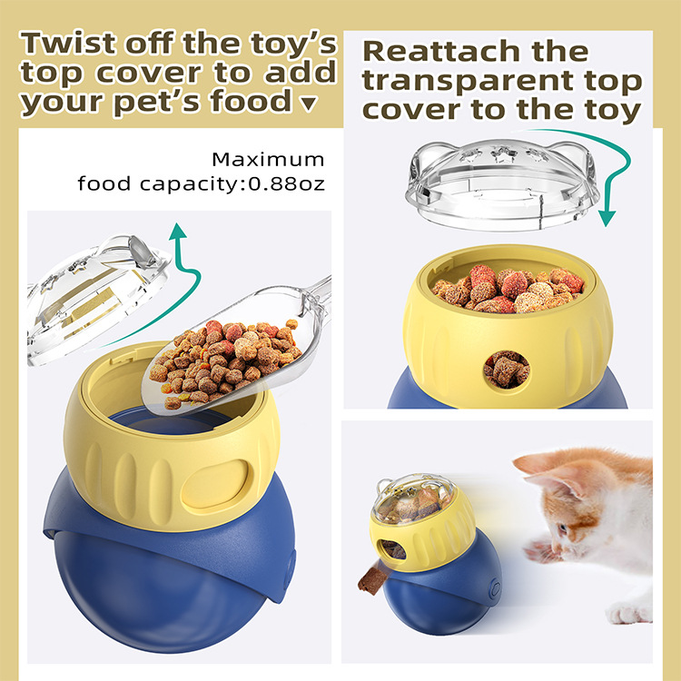 Pet Feeder Automatic Cat Feeder - Tumbler Interactive Slow Feed Dispenser Easy to Clean for Home Use