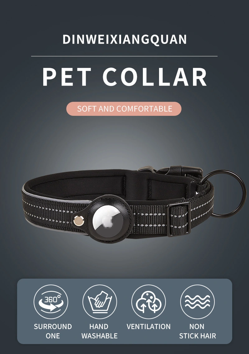 Reflective Apple Air Tag Collar - Dog collar tracker Pet locator dog tracking Adjustable for Small Medium Dogs