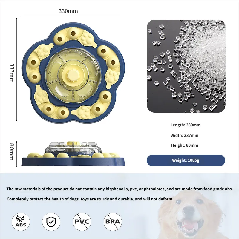 Slow Dog Feeder Bowl - Dog Spinning Puzzle Toy Pet Feeder Slow Eating for Puppies & Adults