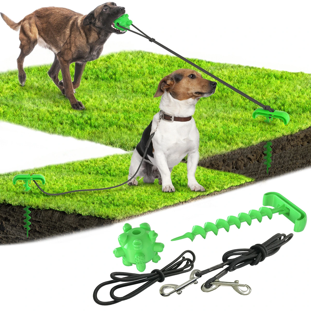 Dog Stake for Yard - Portable Outdoor Dog Leash Stake Dog Stake Tie Out Anti-Slip for Small Medium Dogs