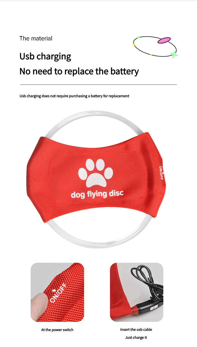 Dog training toy - LED frisbee Pet luminous frisbee Charging LED Toy Easy to Throw for Dog Training