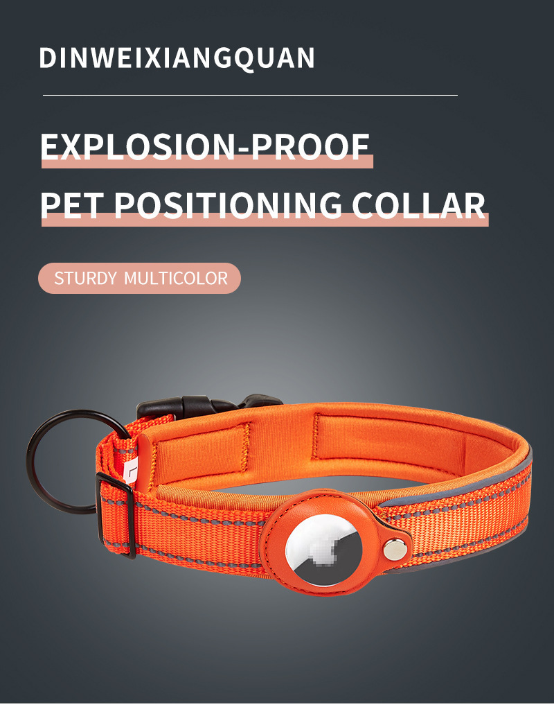 Dog Collar Tracker Reflective - Apple Air Tag Compatible GPS Cat Collar Anti-Leaving for Pets