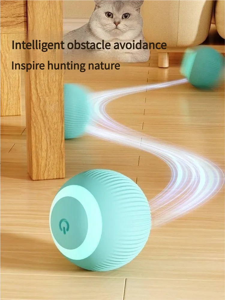 Cat Rolling Toy - Wloom Pink Cat Interactive Toys Automatic Rolling Ball for Adult Cats & Kittens