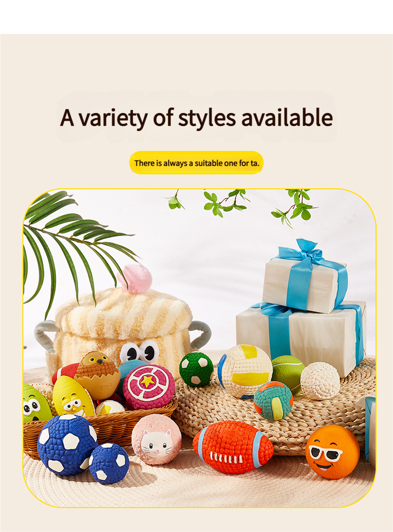 Durable Dog Interactive Toys - Dog bite sound ball Pet toy Rugby Tennis Design Sound Ball for Active Dogs