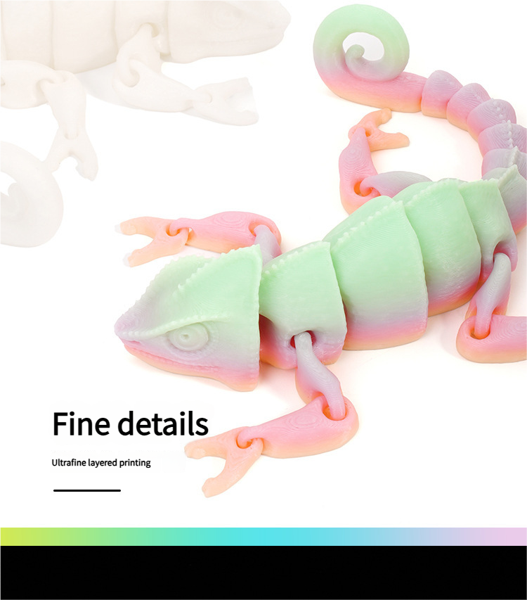 Chameleon Decor Toy - 3D printed chameleon Chameleon Stress Relief Toy Movable Limbs Desktop Decoration