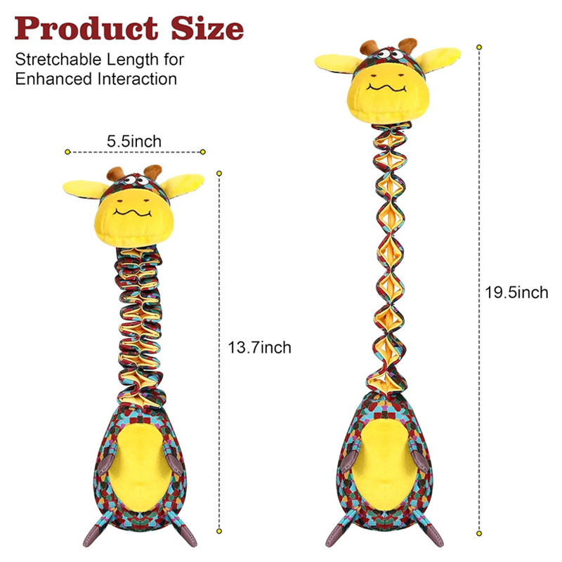 noise maker toy - Pet toy Squeaky giraffe plush toy for dog boredom relief