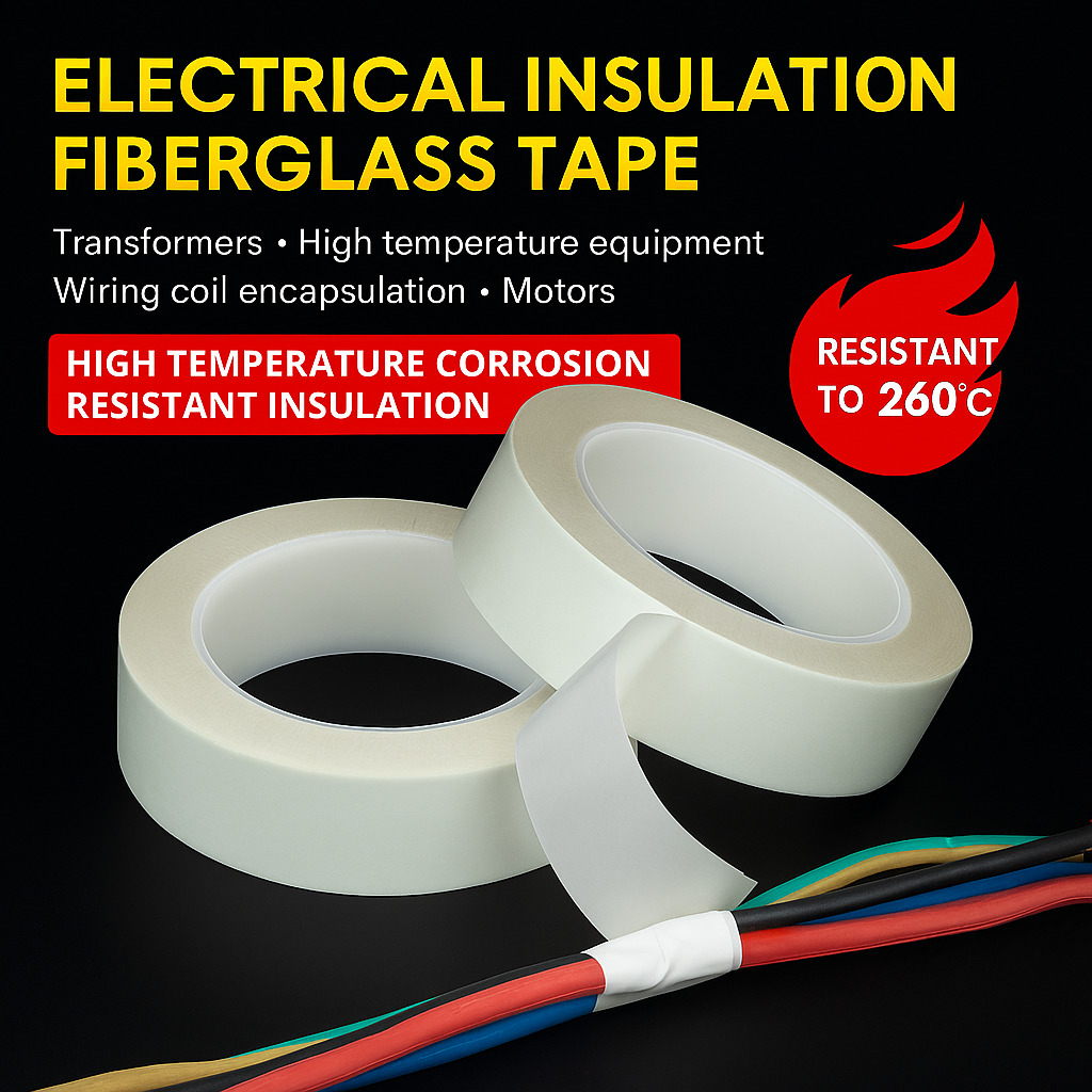 Fiberglass tape applied for insulation and heat protection Fiberglass tape applied for insulation and heat protection