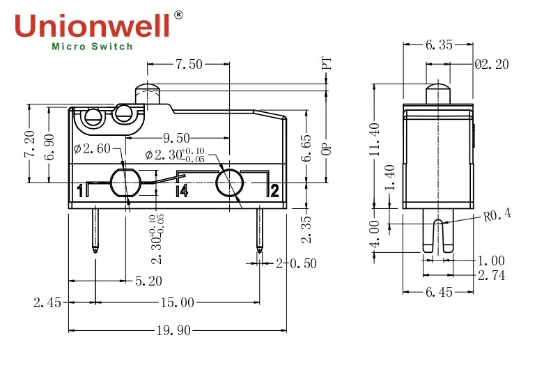 waterproof micro switch drawing